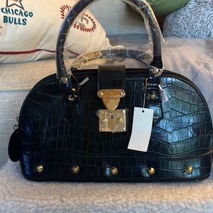 Black Alligator print pleather Handbag. Brand New